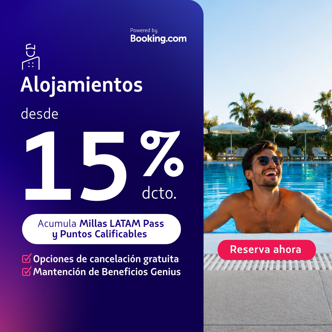 Reserva alojamientos desde 15% de dcto y acumula millas