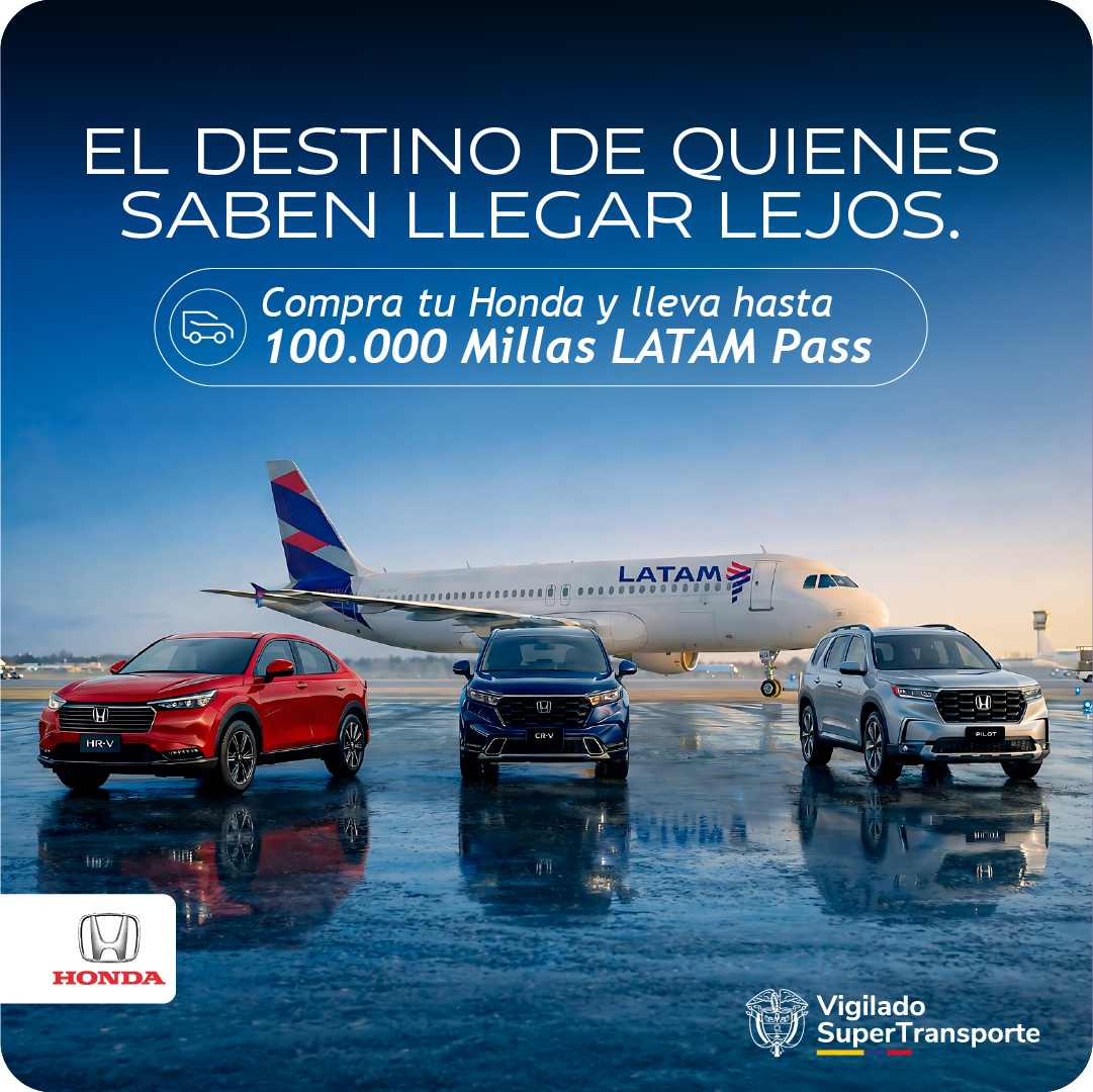 Compra tu Honda y lleva hasta 100.000 Millas LATAM Pass